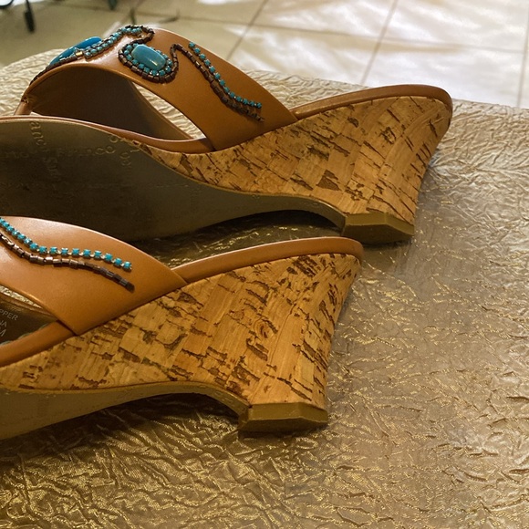 FRANCO SARTO TURQUOISE WEDGE SANDAL - Picture 5 of 5